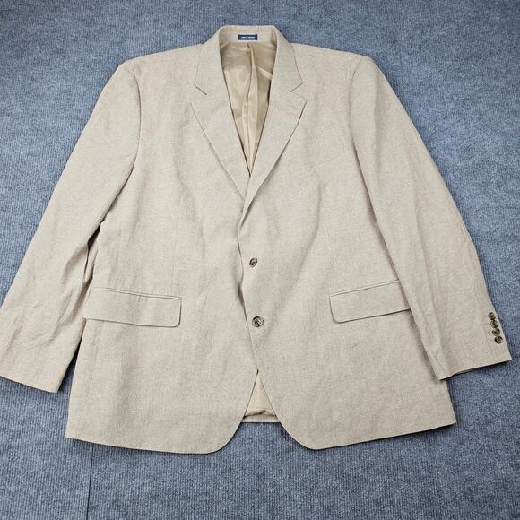 Stafford Sport Coat Mens 50 Regular Sand Linen Classic Fit Wedding Coastal Beach - Picture 1 of 13